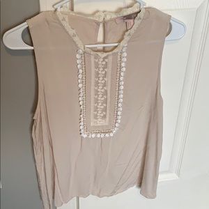Forever 21 beige blouse with lace detail